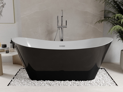 Mexen Celia cadă freestanding 170 x 75 cm, alb/negru, preaplin crom - 52331707575-01