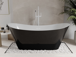 Mexen Celia cadă freestanding 170 x 75 cm, alb/negru, preaplin alb - 52331707575-20
