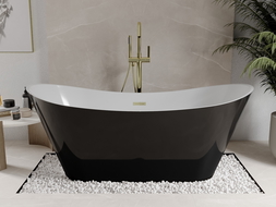 Mexen Celia cadă freestanding 170 x 75 cm, alb/negru, supraplin auriu - 52331707575-50