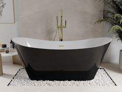 Mexen Celia cadă freestanding 170 x 75 cm, alb/negru, scurgere aurie periată - 52331707575-55