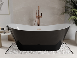 Mexen Celia cadă freestanding 170 x 75 cm, alb/negru, sifon roz aurie - 52331707575-60