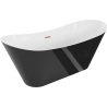 Mexen Celia szabadon álló kád 170 x 75 cm, fehér/fekete, átfutó kefezett réz - 52331707575-65