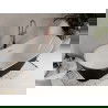 Mexen Celia szabadon álló kád 170 x 75 cm, fehér/fekete, koptatott réz átfolyó - 52331707575-65