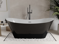 Mexen Celia cada freestanding 170 x 75 cm, alb/negru, scurgere gri închis periat - 52331707575-66