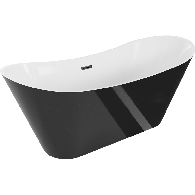 Mexen Celia cadă de baie freestanding 170 x 75 cm, albă/neagră, preaplin negru - 52331707575-70