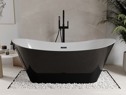 Mexen Celia cadă freestanding 170 x 75 cm, alb/negru, preaplin negru - 52331707575-70