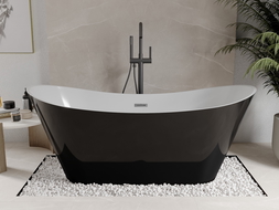 Mexen Celia cadă freestanding 170 x 75 cm, alb/negru, preaplin gun metal - 52331707575-95