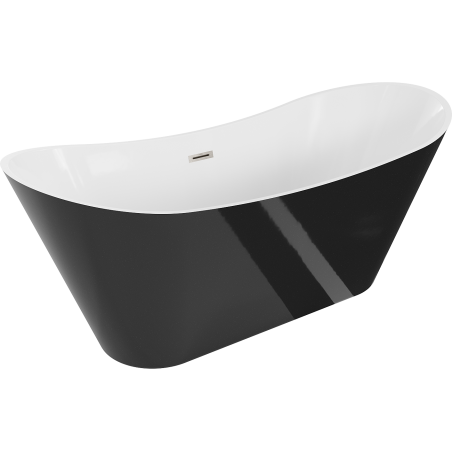 Mexen Celia cadă freestanding 170 x 75 cm, alb/negru, evacuare din nichel periat - 52331707575-97