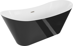 Mexen Celia cadă freestanding 170 x 75 cm, alb/negru, evacuare din nichel periat - 52331707575-97