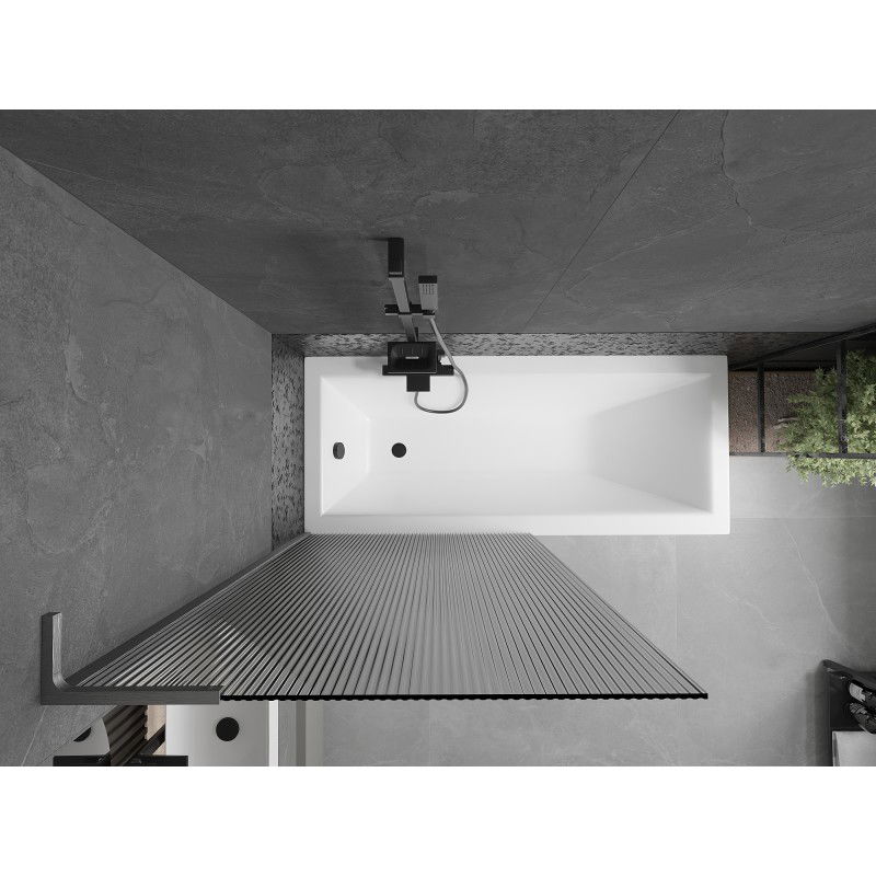 Mexen Next L paravan de cadă cu 1 panou 90 x 150 cm, dungi, gri armă periat - 895-090-000-03-09-66