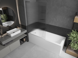 Mexen Next L paravan de cadă 1-panou 100 x 150 cm, dungi, gun gray periat - 895-100-000-03-09-66