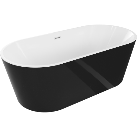 Mexen Luna cadă freestanding 150 x 75 cm, alb/negru, preaplin alb - 52031507575-20