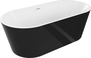 Mexen Luna cadă freestanding 150 x 75 cm, alb/negru, preaplin alb - 52031507575-20