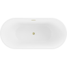 Mexen Luna szabadon álló fürdőszoba kád 150 x 75 cm, fehér/fekete, kefélt arany lefolyó - 52031507575-55