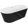 Mexen Luna cadă freestanding 150 x 75 cm, alb/negru, overflow cu aur periat - 52031507575-55