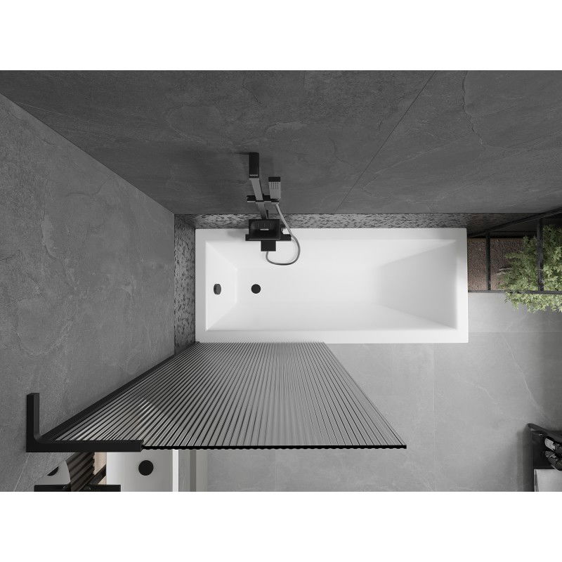 Mexen Next L paravan de cadă cu 1 panou 80 x 150 cm, dungi, negru - 895-080-000-03-09-70