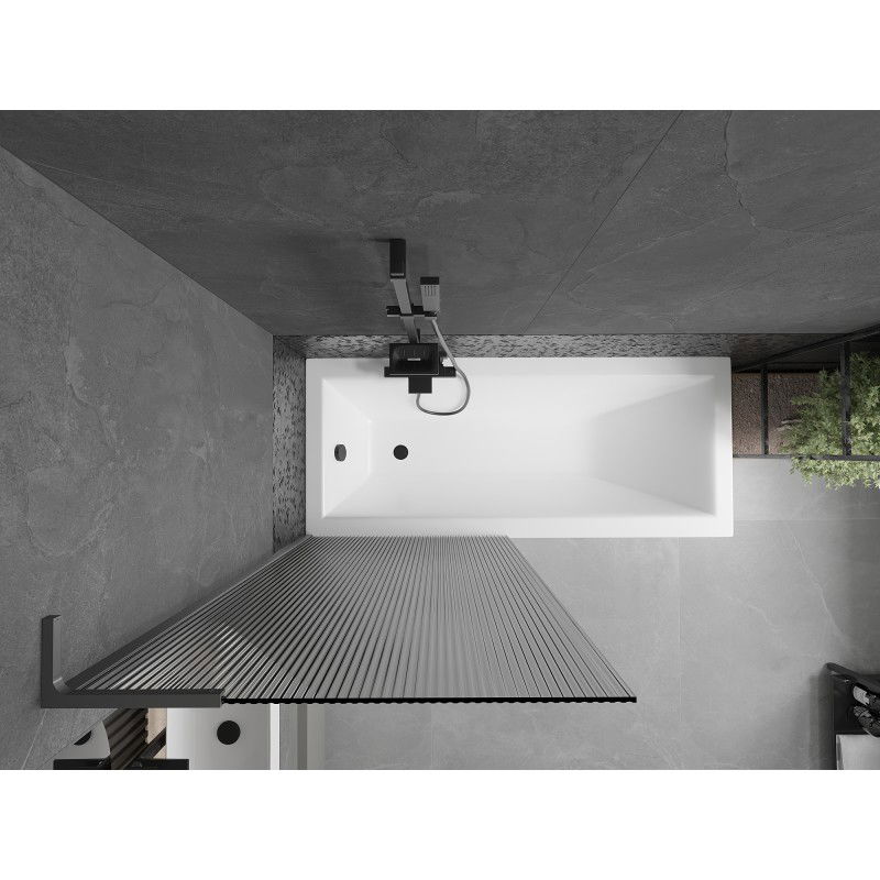 Mexen Next L fürdőkádfal 1-szárnyú 80 x 150 cm, csíkos, gun metal - 895-080-000-03-09-95