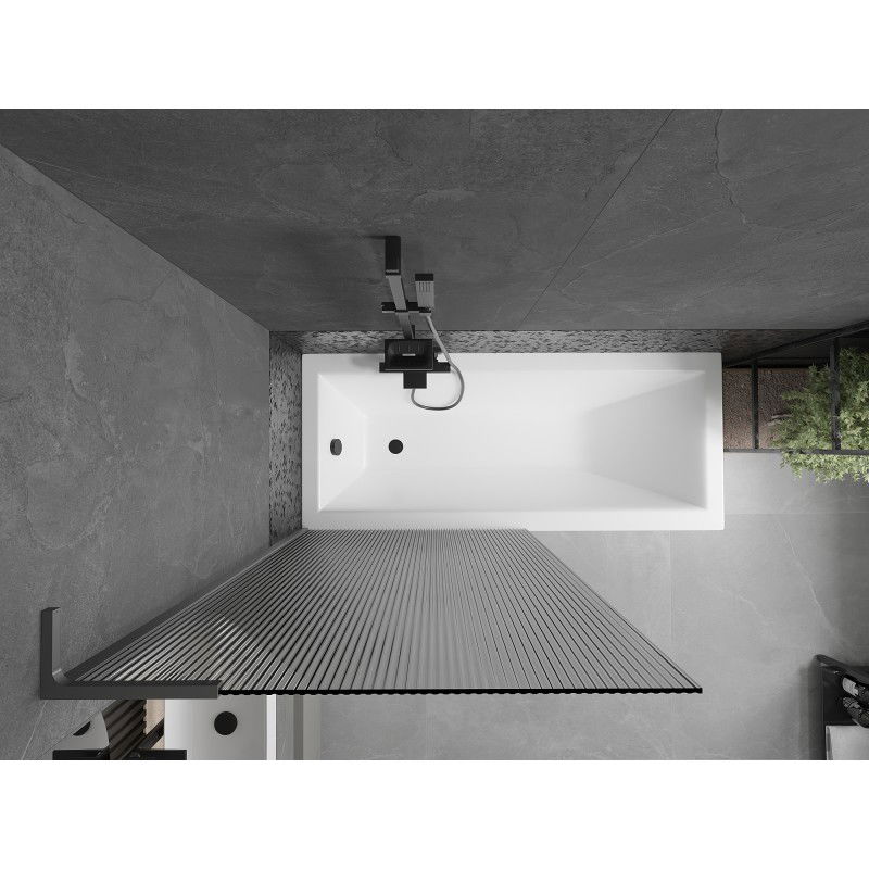 Mexen Next L kádparaván 1-szárnyas 90 x 150 cm, csíkos, gun metal - 895-090-000-03-09-95