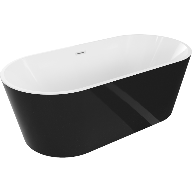 Mexen Luna cadă de baie de sine stătătoare 180 x 80 cm, alb/negru, preaplin alb - 52031808075-20