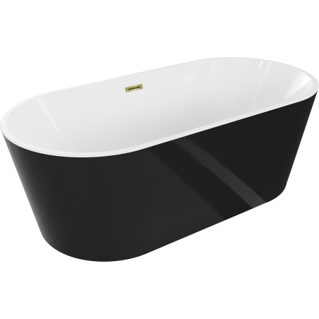 Mexen Luna cadă freestanding 180 x 80 cm, alb/negru, preaplin auriu - 52031808075-50