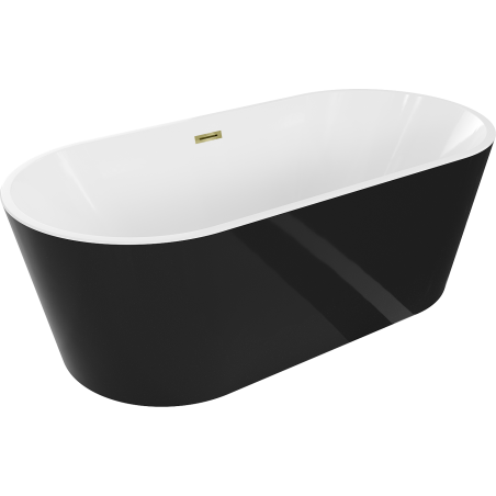 Mexen Luna szabadon álló kád 180 x 80 cm, fehér/fekete, arany túlfolyó - 52031808075-50