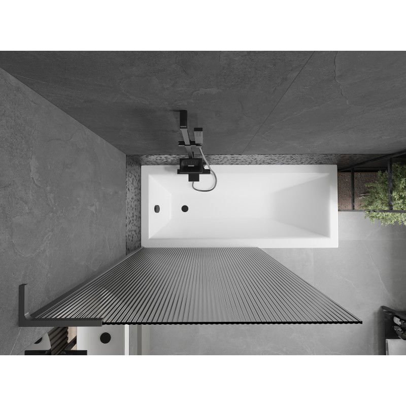 Mexen Next L fürdőkádparaván, 1-szárnyú 100 x 150 cm, csíkos, gun metal - 895-100-000-03-09-95