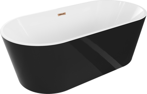 Mexen Luna cadă freestanding 170 x 80 cm, alb/negru, sistem de scurgere aur roz - 52031708075-60