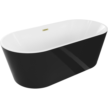 Mexen Luna szabadon álló kád 180 x 80 cm, fehér/fekete, arany szálcsiszolt túlfolyó - 52031808075-55