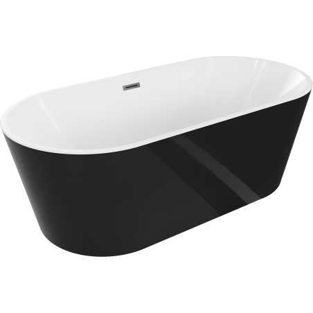 Mexen Luna szabadon álló kád 180 x 80 cm, fehér/fekete, gun metal túlfolyó - 52031808075-95