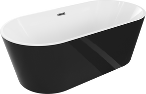 Mexen Luna cadă independentă 180 x 80 cm, albă/neagră, preaplin metal pistol - 52031808075-95