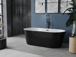 Mexen Luna cada liberă 180 x 80 cm, alb/negru, preaplin negru - 52031808075-70