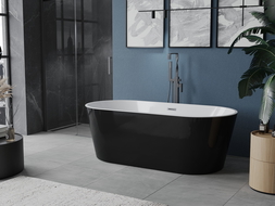 Mexen Luna cadă freestanding 180 x 80 cm, alb/negru, preaplin gri mat - 52031808075-66