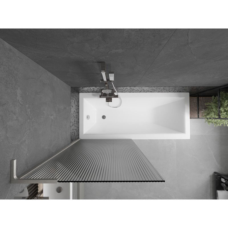 Mexen Next L 1-szárnyú kádparaván 80 x 150 cm, csíkos, kefélt nikkel - 895-080-000-03-09-97