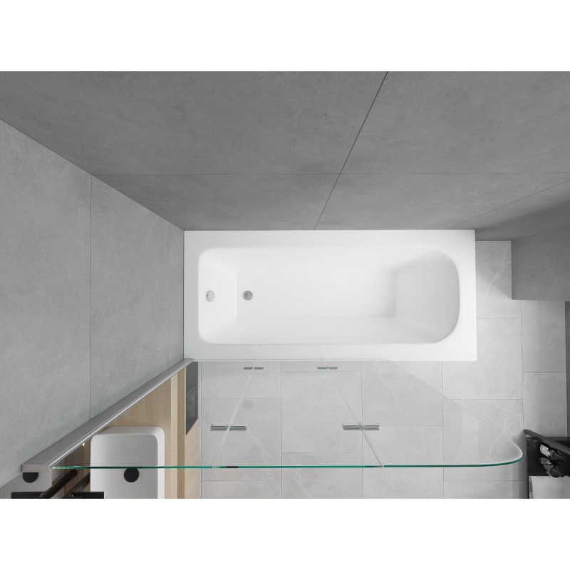 Mexen Vega téglalap alakú kád 180 x 80 cm burkolattal és 3-szárnyú paravánnal 120 cm, átlátszó, króm - 550118080X9012030100