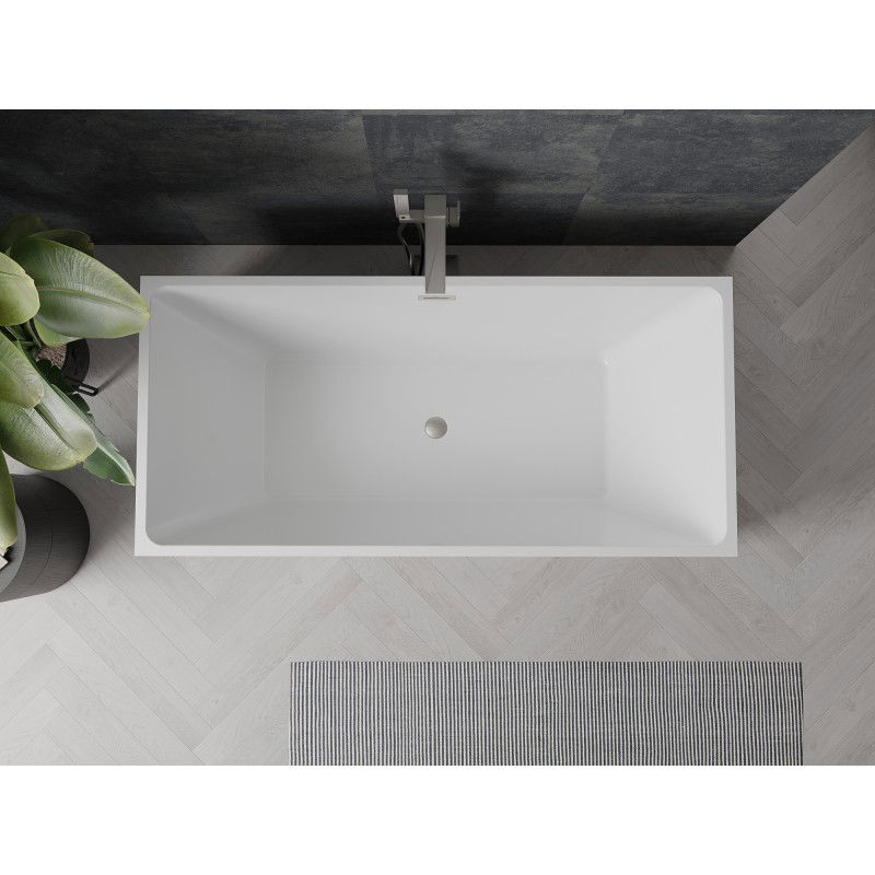 Mexen Nita cadă freestanding 170 x 80 cm, albă, preaplin din nichel periat - 52091708000-97