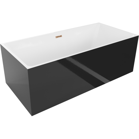 Mexen Nita cadă freestanding 170 x 80 cm, albă/neagră, preaplin aur roz - 52091708075-60