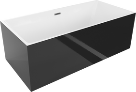 Mexen Nita cadă freestanding 170 x 80 cm, alb/negru, overflow gun metal - 52091708075-95