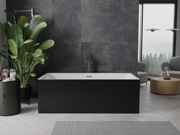 Mexen Nita szabadon álló kád 170 x 80 cm, fehér/fekete, átemelő gun metal - 52091708075-95