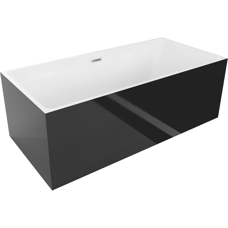 Mexen Nita szabadon álló kád 170 x 80 cm, fehér/fekete, matt nikkel túlfolyó - 52091708075-97