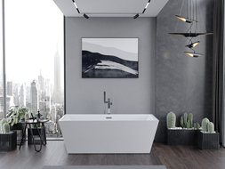 Mexen Lita szabadon álló kád 170 x 75 cm, fehér, króm túlfolyó - 52121707500-01