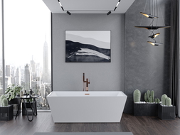 Mexen Lita cadă de sine stătătoare 170 x 75 cm, albă, preaplin aur roz - 52121707500-60