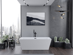 Mexen Lita cadă freestanding 170 x 75 cm, albă, preaplin negru - 52121707500-70