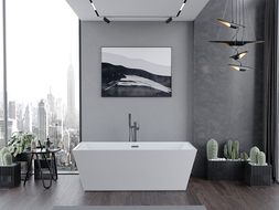 Mexen Lita cadă freestanding 170 x 75 cm, albă, preaplin gun metal - 52121707500-95