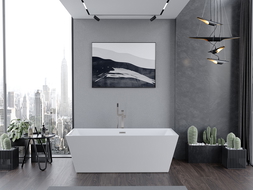 Mexen Lita cadă de baie de sine stătătoare 170 x 75 cm, albă, preaplin nichel periat - 52121707500-97