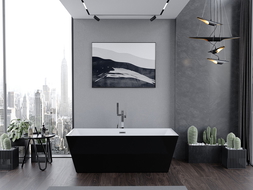 Cada Lita cadă freestanding 170 x 75 cm, alb/negru, evacuare crom - 52121707575-01