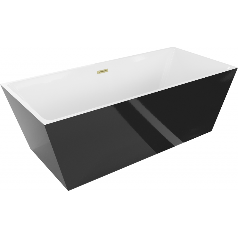Mexen Lita cadă freestanding 170 x 75 cm, alb/negru, cu preaplin din aur periat - 52121707575-55