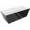 Mexen Lita cadă freestanding 170 x 75 cm, alb/negru, cu preaplin din aur periat - 52121707575-55