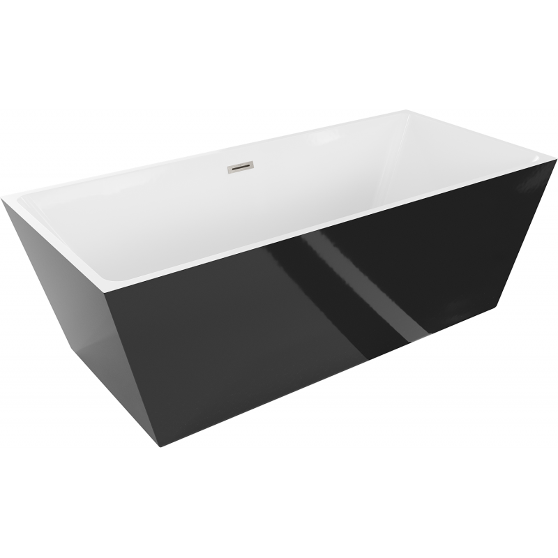 Mexen Lita szabadon álló kád 170 x 75 cm, fehér/fekete, túlfolyó matt nikkel - 52121707575-97