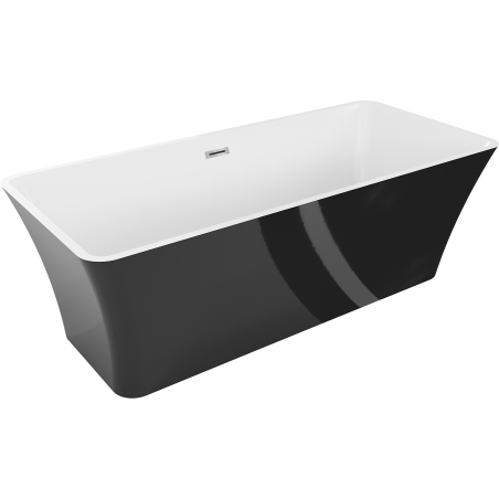 Mexen Tonia cadă independentă 170 x 75 cm, albă/neagră, preaplin crom - 52171707575-01