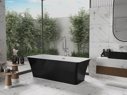 Mexen Tonia cadă independentă 170 x 75 cm, albă/neagră, preaplin crom - 52171707575-01